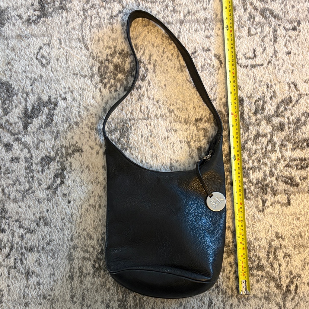 Black Genuine Leather Shoulder Bucket Bag